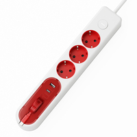 Multiprise Schuko 3 voies avec USB-A et Type-C rétractable, câble PVC coloré de 1,4 m, prise d'extension 16A 250V 3680W avec interrupteur et obturateur, norme UE