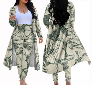 Frühling & Herbst Frauen Leggings Polynesian Plume ria Flower 2 Stück Set Damen Hosen & Hosen und Bestseller Cropped Cardigan - Product Image 3