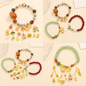 Perles entretoises pendentifs plaquées or style chinois avec strass de Nantong, breloques de conception ancienne pour accessoires de bijoux DIY - Product Image 4