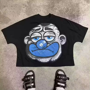 100% coton Boxy recadrée t-shirts Y2K imprimé graphique t-shirts Streetwear haute qualité luxe hommes T-Shirts - Product Image 2