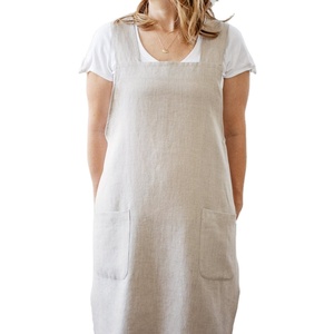 Adjustable japanese style kitchen linen aprons, Linen Cross Back Apron