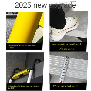 Moderne Teleskopleiter aus Aluminiumlegierung mit verbreiterten Stufen, Haken und verdicktem Klappmechanismus – Multifunktionaler Haushaltslift für den Ingenieurbedarf - Product Image 3