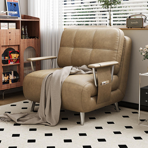 Oil Wax Leather Foldable <strong>Sofa</strong> <strong>Bed</strong> Single Dual Use for Home Bedroom Living Room Balcony Small Apartment Retractable <strong>Sofa</strong> <strong>Bed</strong> - Product Image 4