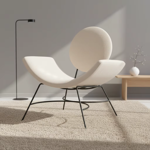 Silla de Comedor y Salón de Diseño Nórdico Moderno Minimalista, de Terciopelo, Forma de Media Luna, para Terraza de Bungalow y Sala de Espera de Salón de Belleza de Alta Gama - Product Image 5