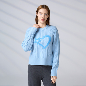 Pull en tricot torsadé d'hiver avec motif lettre d'amour, style streetwear, pull personnalisé avec logo pour femmes - Product Image 3