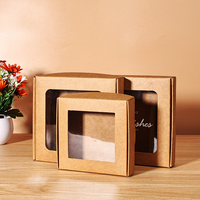 Emballage personnalisé de haute qualité nouveau design modèle carré boîte de papier brownie kraft épaissi fenêtre boîte postale bougie
