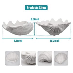 Cuenco Decorativo <span class=keywords><strong>Grande</strong></span> de Conchas Marinas Blancas, Cuenco de Resina con Forma de Concha de <span class=keywords><strong>Almeja</strong></span>, Decoración Costera para el Hogar, Cuencos de Almacenamiento - Product Image 2
