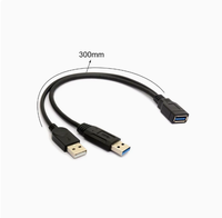 Cavo di Alimentazione da Uno Femmina a Due Maschi, Cavo di Connessione Dati per Disco Rigido, Cavo 3.0 ad Alta Velocità da Maschio a Femmina Due in Uno per Carplay Auto