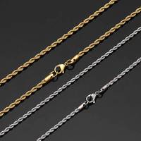 Mode Simple 3mm 4mm 5mm 6mm Hip Hop Plaqué Or En Acier Inoxydable Corde Torsadée Chaîne Collier Ras Du Cou pour Hommes Cadeau