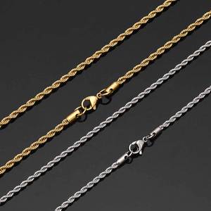 패션 간단한 3mm 4mm 5mm 6mm 힙합 골드 도금 스테인레스 스틸 트위스트 로프 체인 초커 목걸이 남성용 선물 - Product Image 3