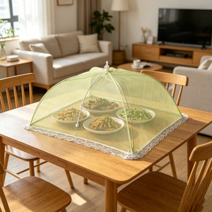Rectangular Mesh Food <b>Cover</b> With Drawstring Closure Dustproof Foldable For <b>Dining</b> <b>Table</b> Use - Product Image 2