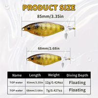 Leurre de pêche de surface à hélice, leurre dur Popper 85mm/68mm avec queue rotative, leurre artificiel, hameçons triples, vente en gros