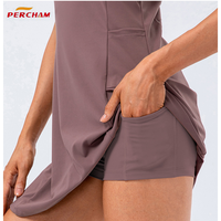 Robe de tennis sans manches pour femme avec short intégré, poche, séchage rapide, extensible dans quatre directions, évacuation de l'humidité, vêtements de golf et de sport, logo personnalisé