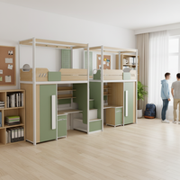 Lit de dortoir en bois de style moderne avec lit superposé et bureau, bureau informatique et lit de dortoir. Lit de dortoir individuel exquis