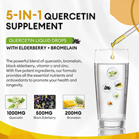 Marque privée 100% gouttes liquides naturelles de quercétine 5 en 1 avec bromélaïne sureau pour la santé immunitaire et les soins de la peau