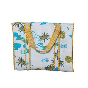 Meilleurs sacs fourre-tout vintage bohèmes en coton pour femmes, à deux poignées, imprimés à blocs, matelassés, pour le shopping en extérieur été/hiver - Product Image 1