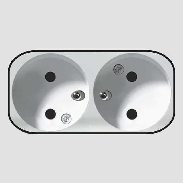 Stylish Design Switch Sockets, Power Wall Plugs and Sockets 16A 250V Double French Socket