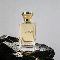 Flacon de parfum carré élégant en verre transparent 60 ml – Contenant vide haut de gamme avec couvercle doré/argenté et pulvérisateur – Personnalisable