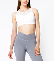 Soutien-gorge de sport personnalisé de haute qualité avec logo, couvrant entièrement le dos, en maille recyclée, avec jolies bretelles croisées, pour le yoga et les activités sportives