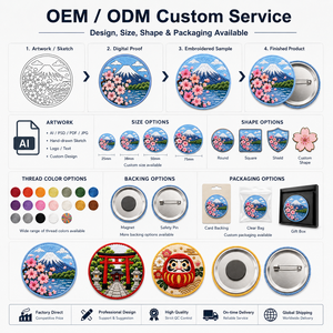Broches personnalisées en chenille, badges en fer blanc, boutons, broches métalliques OEM en gros, souvenirs japonais Daruma Sakura pour vêtements, chapeaux et sacs à dos - Product Image 4