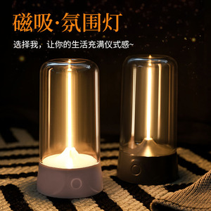 Mood Light Led Night Light Rechargeable Type C Portable For Bedroom Living Room Study Abstract Design Ceramic White Dark Gray - Product Image 3