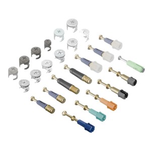 Connecteur trois-en-un pour panneaux de meubles, fixation dissimulée, vis autotaraudeuse, installation rapide, pièce intégrée à roue excentrique - Product Image 1