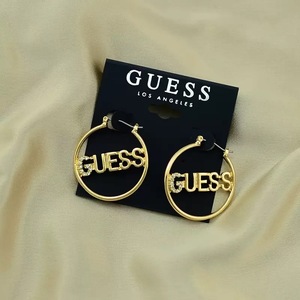 Pendientes <span class=keywords><strong>de</strong></span> Aro Largos <span class=keywords><strong>de</strong></span> Diseñador <span class=keywords><strong>de</strong></span> Marca <span class=keywords><strong>de</strong></span> Moda, Pendientes Huecos con Pedrería, Pendientes <span class=keywords><strong>GUESS</strong></span> para Mujer - Product Image 2