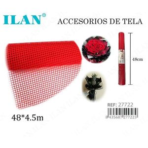 Tessuto in tulle rosso Ilan 48x4,5m, accessorio per decorazioni floreali - Product Image 1