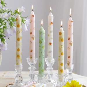 20cm 8 Inch Fruit Printed <b>Long</b> Taper <b>Candles</b> Smokeless Soy Wax Romantic Wedding Banquet Dinner Household Table Decor <b>Candles</b> - Product Image 1