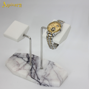 แท่นวางโชว์นาฬิกาสุดหรูระดับไฮเอนด์ชั้นวางของหินอ่อนพร้อมแผ่นหนังขาตั้งโชว์นาฬิกา - Product Image 3