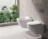 Ensemble WC suspendu sans bride en céramique noir mat gris, design moderne et luxueux, collection 2026