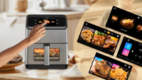 Freidora de Aire Digital Inteligente de 6.5L con Pantalla Táctil TFT de 4.3 Pulgadas, Recetas Integradas, Horno Eléctrico Digital a Color para Uso Doméstico