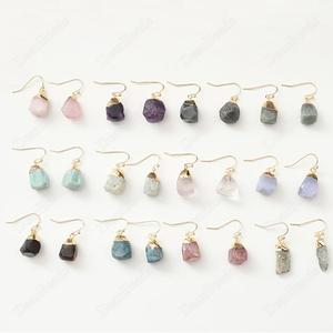 Pendentifs en alliage d'or pour boucles d'oreilles, Tube de pierres précieuses rugueuses, plaqué or, 20mm, 20 pièces - Product Image 6