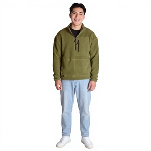 Quarter Zip Fleece Sweatshirt for Men Cotton Men's Pullover Teddy Flannel Mens Sweatshirts Unisex <b>Jumpers</b> Hoodies - Product Image 1