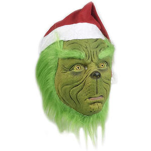 Nouvelle tendance <span class=keywords><strong>Grinch</strong></span> <span class=keywords><strong>masque</strong></span> complet en Latex gants chapeau de noël Cosplay accessoire pour masques de fête et célébrations de noël - Product Image 2