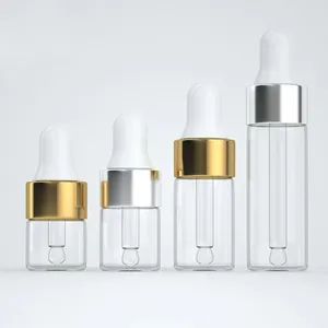 Mini Travel Mini cosmetic Screw Cap Clear Essential Oil Glass Bottle Vials Small Glass 1ml 2ml 3ml 5ml