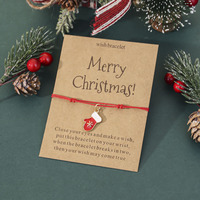 Bracelet ajustable en cordon rouge de Noël, breloque goutte d'huile Père Noël, bijou délicat tressé à la main, vente en gros pour femme, cadeau - Grande promotion