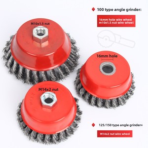 Disque de ponçage en fil d'acier torsadé de type bol, <span class=keywords><strong>brosse</strong></span> métallique torsadée pour meuleuse d'angle <span class=keywords><strong>avec</strong></span> élimination de la rouille - Product Image 3