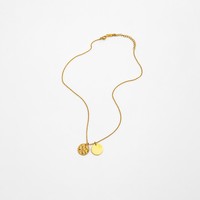 Vente en gros de bijoux : Collier pendentif double pièce irrégulière plaqué or 18 carats en acier inoxydable