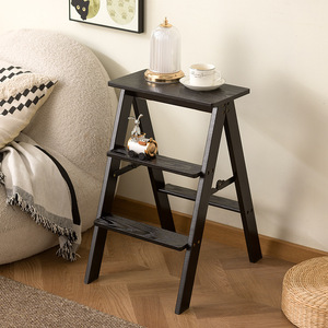 Solid Wood Ladder <b>Stool</b> Multi Function Folding Chair Indoor Home <b>Step</b> <b>Stool</b> Minimalist Design Modern Living Room Furniture - Product Image 3