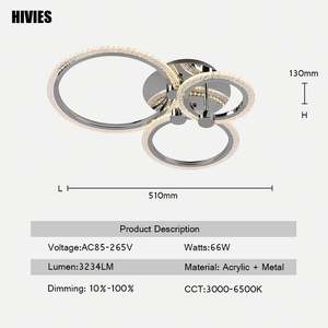 Nouveau Style Moderne LED Plafonnier Simple Maison Intelligente Décoratif Dimmable Led Linéaire Pendentif Lumière Lustre - Product Image 2