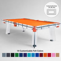 Table de billard de luxe moderne et personnalisable en acier inoxydable et en verre de 7 pieds 8 pieds Tables de billard