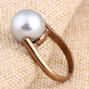 แหวนมุก โรสโกลด์ ประดับมุกทรงกลม เครื่องประดับสำหรับใส่ทุกวัน - Product Image 2