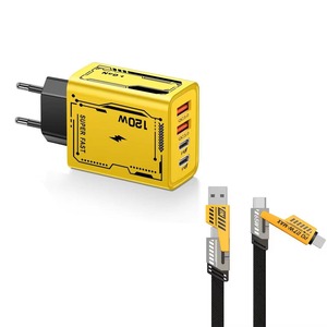 Venta al por mayor 120W tipo <span class=keywords><strong>C</strong></span> GaN PD cargador rápido teléfono carga rápida QC3.0 adaptador de carga con 4 en 1 Cable - Product Image 1