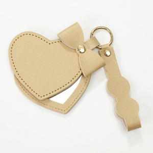 Portable mignon arc <span class=keywords><strong>coeur</strong></span> miroir porte-clés sac pendentif porte-clés en cuir PU porte-clés avec miroir - Product Image 5