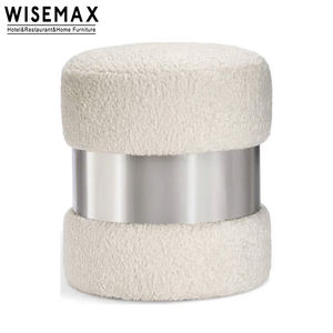 WISEMAX FURNITURE meubles de salon canapés ottoman luxe laine d'agneau fourrure lit bout tabouret petit rond <span class=keywords><strong>coiffeuse</strong></span> tabouret - Product Image 5