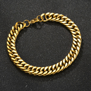 <span class=keywords><strong>Bracelet</strong></span> <span class=keywords><strong>en</strong></span> acier inoxydable plaqué <span class=keywords><strong>or</strong></span> 18 carats, style hip-hop, anti-rouille, chaîne cubaine, <span class=keywords><strong>bracelet</strong></span> fin pour homme, cadeau - Product Image 3