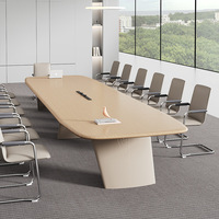Table de conférence moderne haut de gamme en bambou, design épuré, grande table de réunion, combinaison bureau-chaise pour hôtel