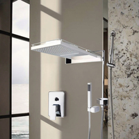 Ensemble de douche thermostatique de luxe à effet pluie et cascade, en acier inoxydable chromé poli, colonne de massage murale