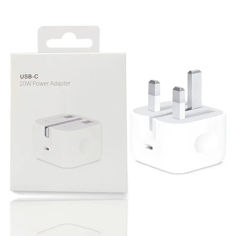 Original Quality UK 3 Pin Plug 20W USB-C Power Adapter Charger for Apple iPhone 14 13 12 Pro Max Fast Charging TYPE C PD Charger